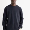 Long sleeve top - regular fit - ribbed dark blue
