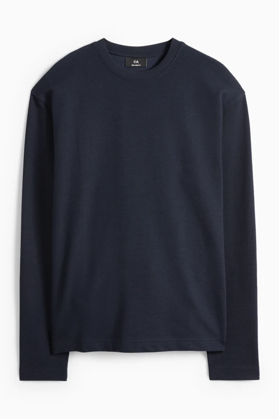 Long sleeve top - regular fit - ribbed dark blue