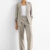 Business trousers - mid-rise waist - straight leg - patterned taupe