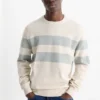 Jumper - striped - textured light beige