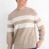 Jumper - striped - textured white / beige