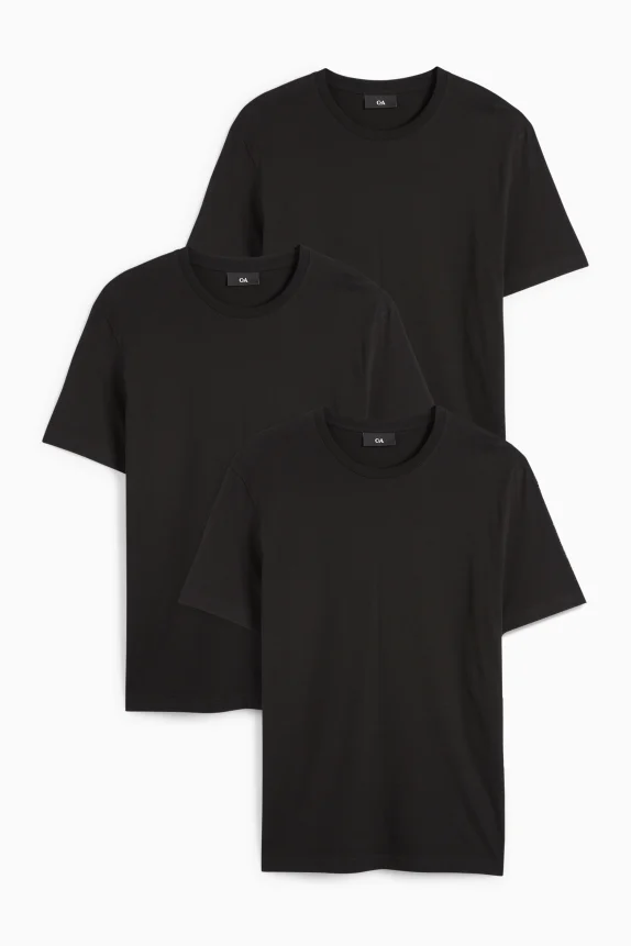 Multipack of 3 - T-shirt - regular fit black