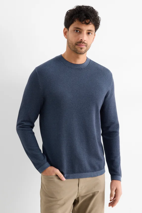 Jumper - textured dark blue