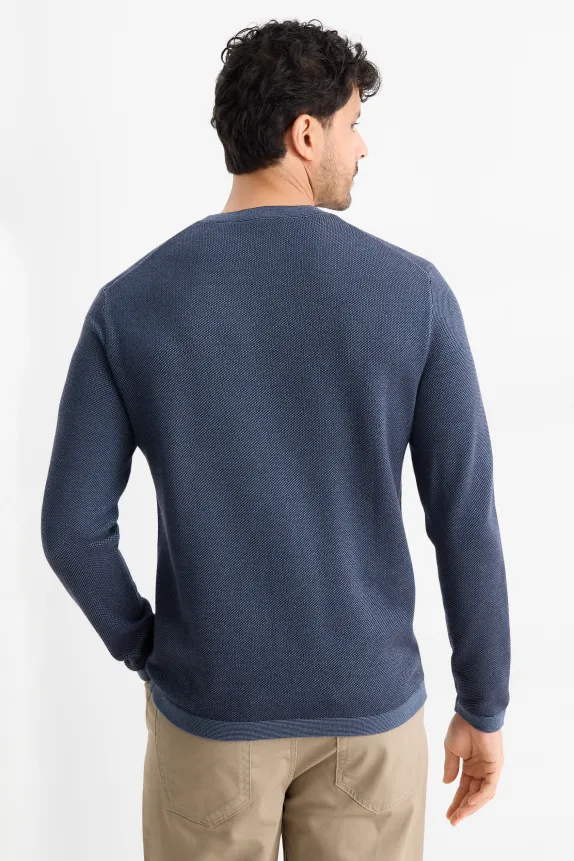 Jumper - textured dark blue