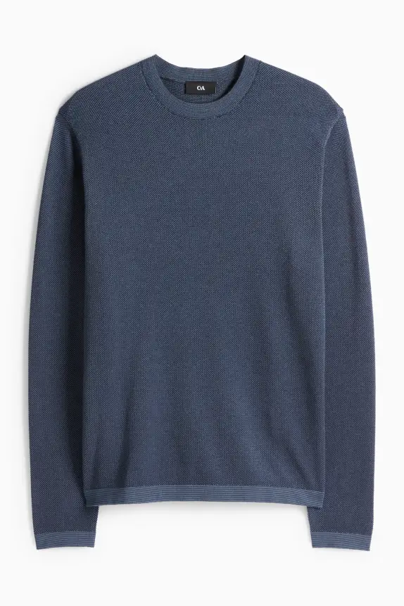 Jumper - textured dark blue