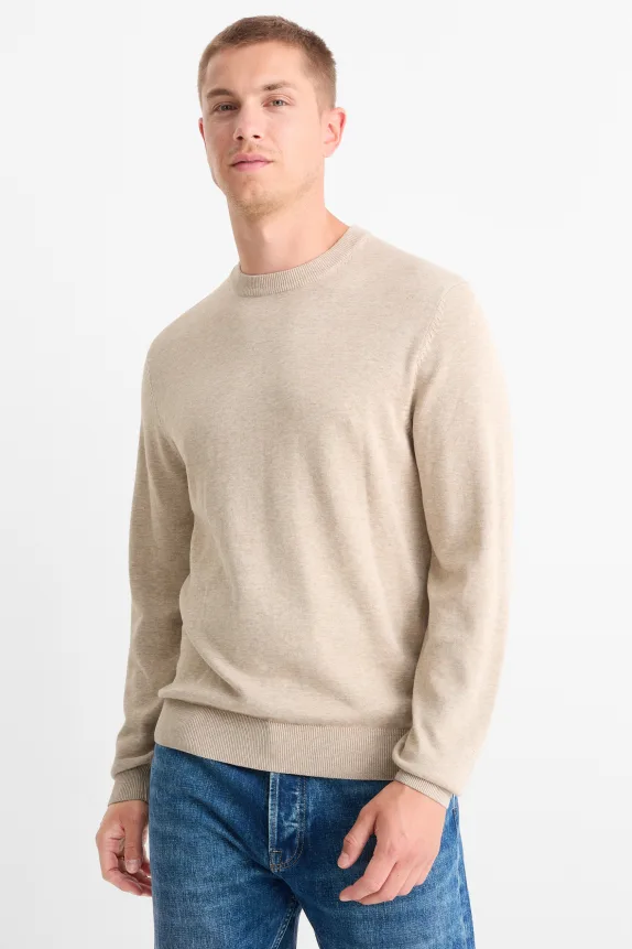 Fine knit jumper light beige