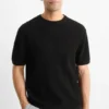 Knitted jumper - short sleeve - ribbed black