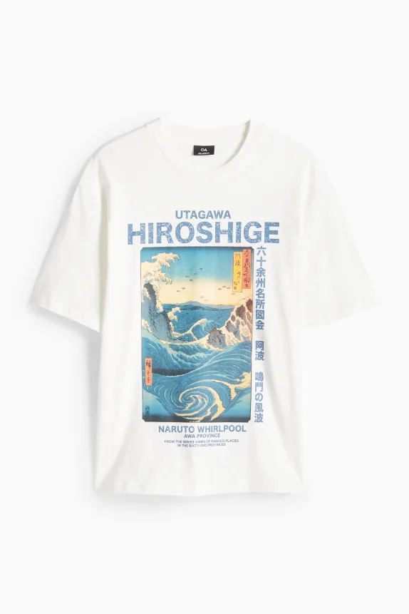 T-shirt - regular fit - Utagawa Hiroshige white