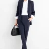 Cloth trousers - high waist - tapered fit dark blue