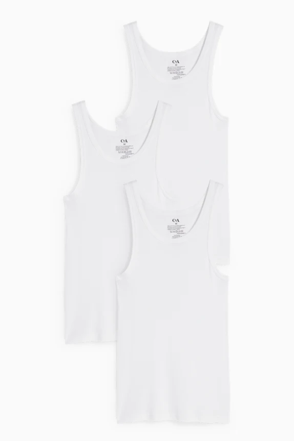 Multipack of 3 - vest - skinny rib white