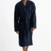 Terry cloth bathrobe dark blue