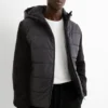 Quilted jacket with hood black
