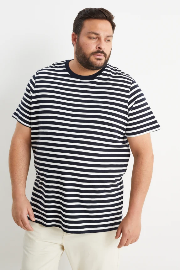 T-shirt - striped dark blue / creme white