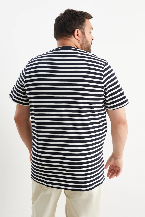 T-shirt - striped dark blue / creme white