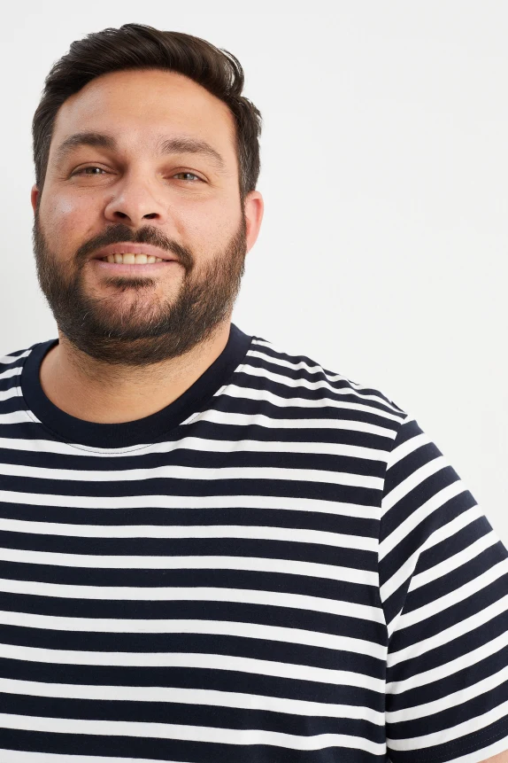 T-shirt - striped dark blue / creme white