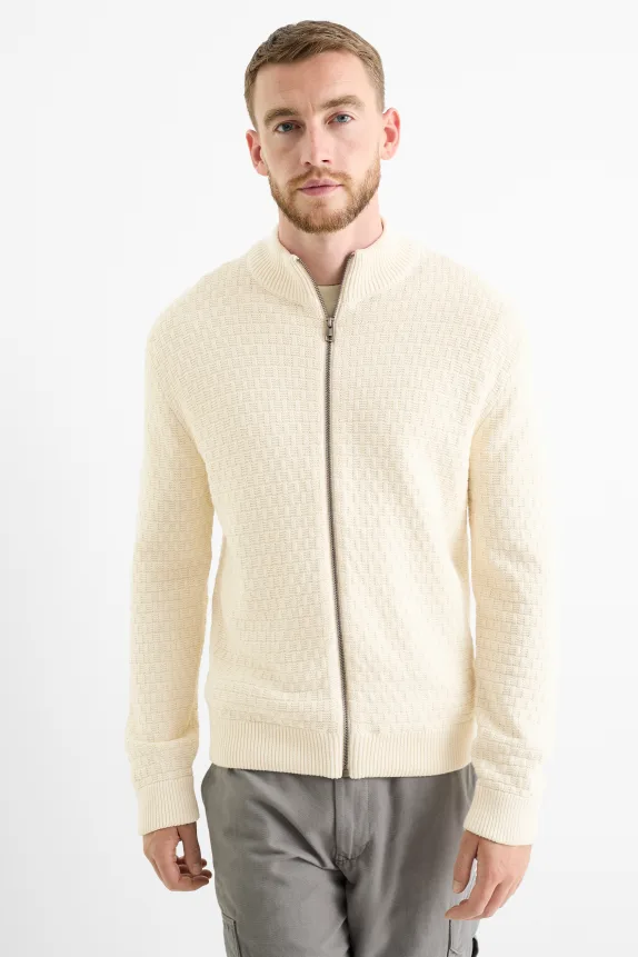 Cardigan - textured cremewhite