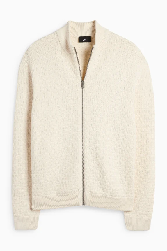 Cardigan - textured cremewhite