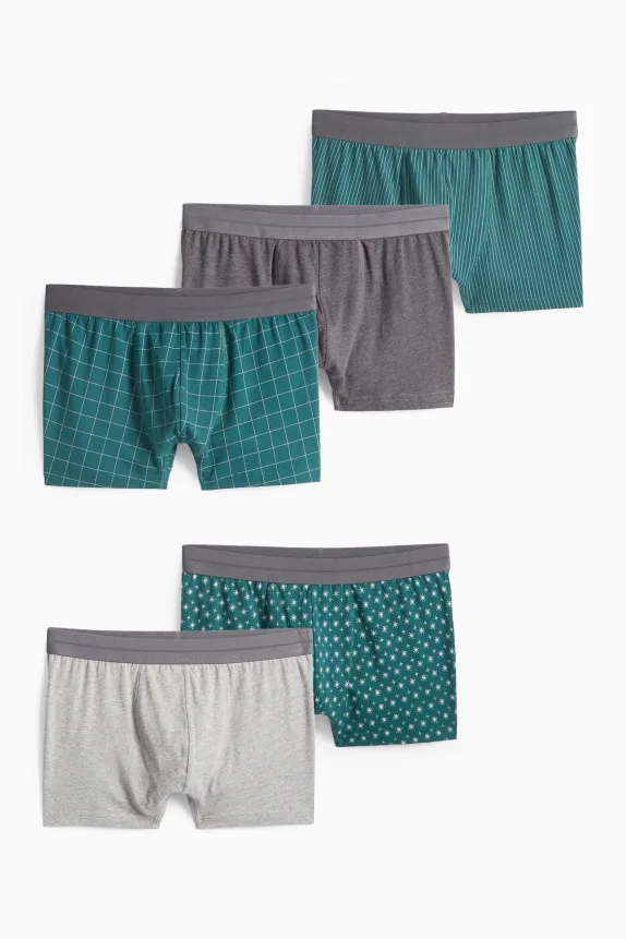 Multipack of 5 - trunks dark green / gray