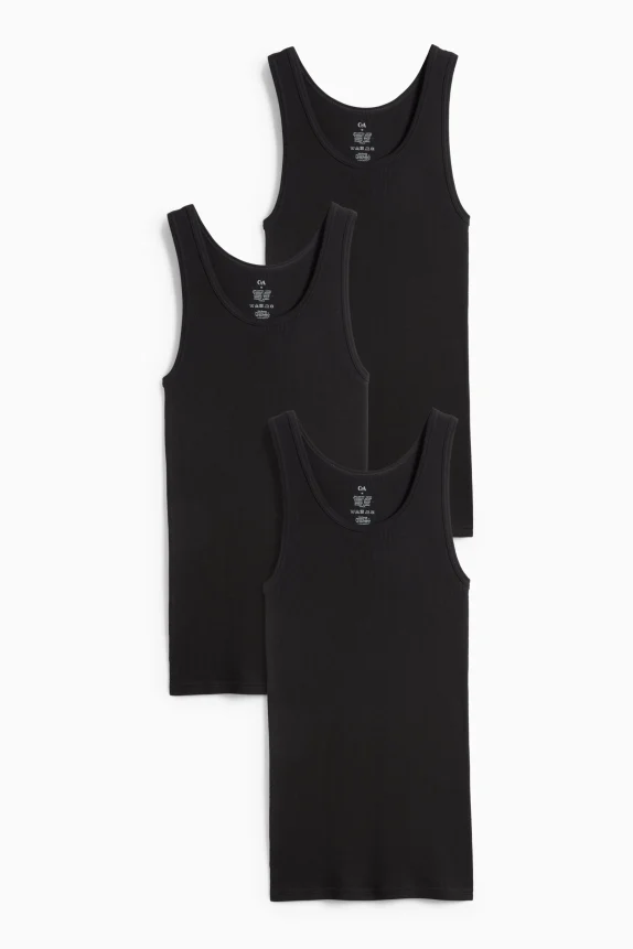 Multipack of 3 - vest - skinny rib black