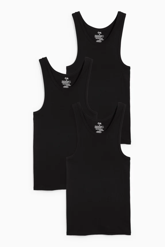 Multipack of 3 - vest - skinny rib black