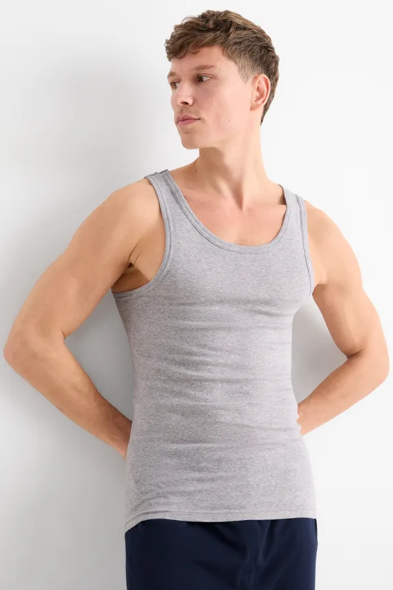 Multipack of 3 - vest - skinny rib light gray-melange