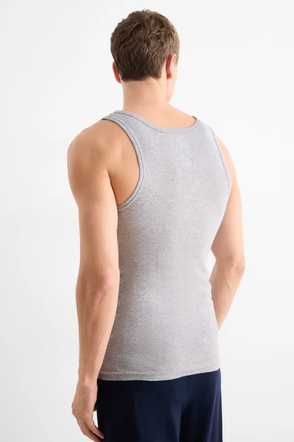 Multipack of 3 - vest - skinny rib light gray-melange