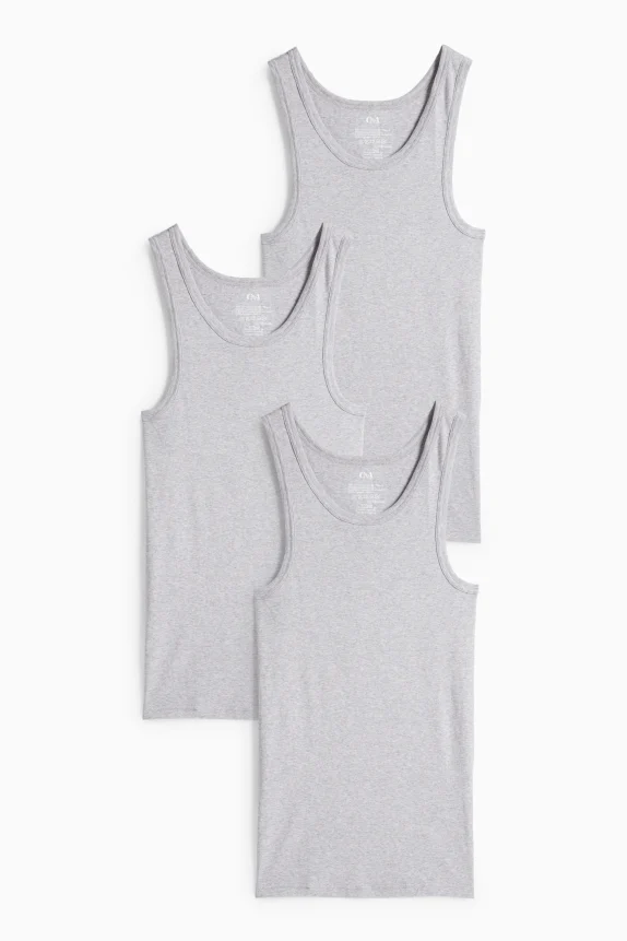 Multipack of 3 - vest - skinny rib light gray-melange