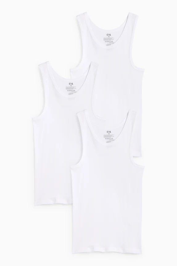Multipack of 3 - vest - skinny rib white
