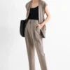 Business trousers - high waist - loose fit gray