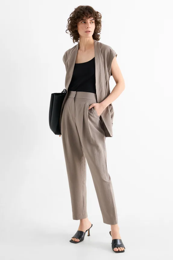 Business trousers - high waist - loose fit gray