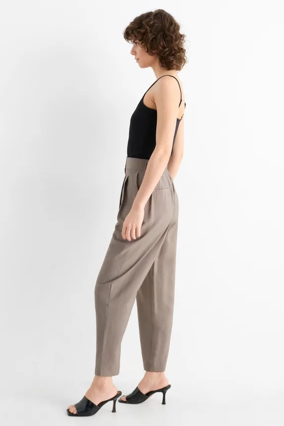 Business trousers - high waist - loose fit gray