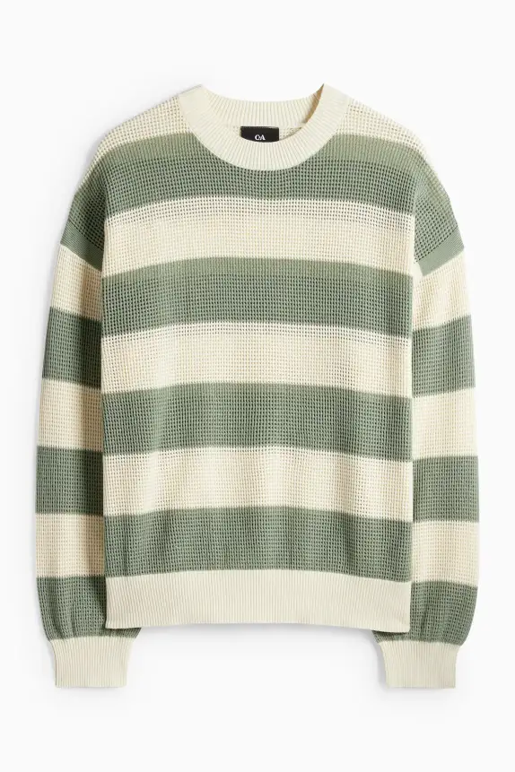 Jumper - striped beige / green