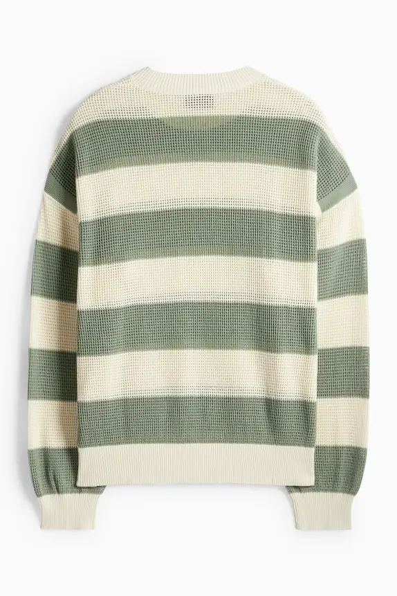 Jumper - striped beige / green