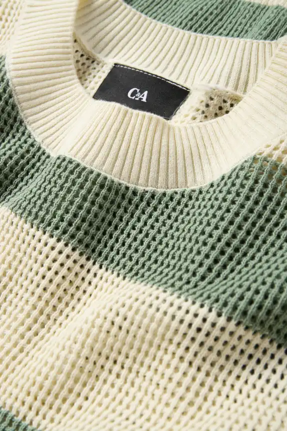 Jumper - striped beige / green
