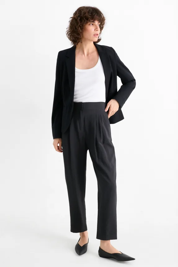 Business trousers - high waist - loose fit black
