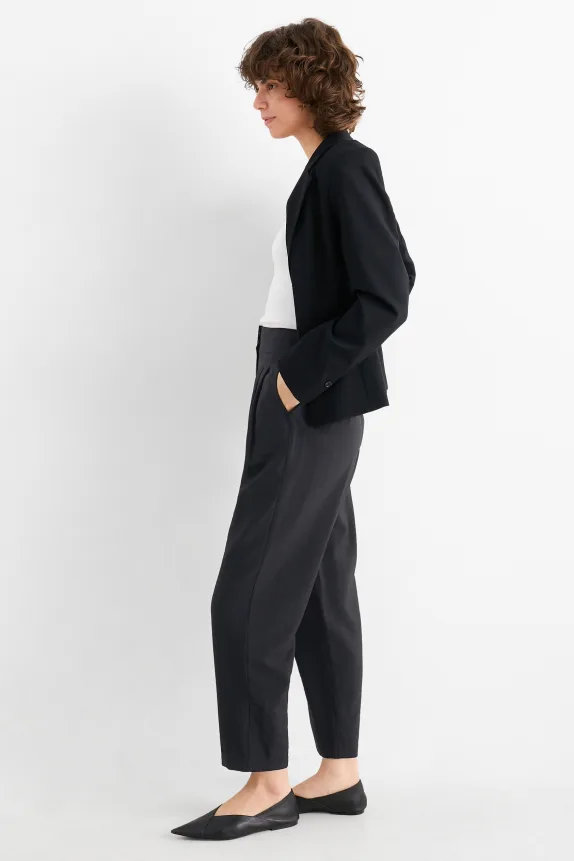 Business trousers - high waist - loose fit black