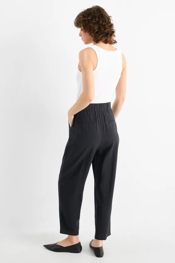 Business trousers - high waist - loose fit black