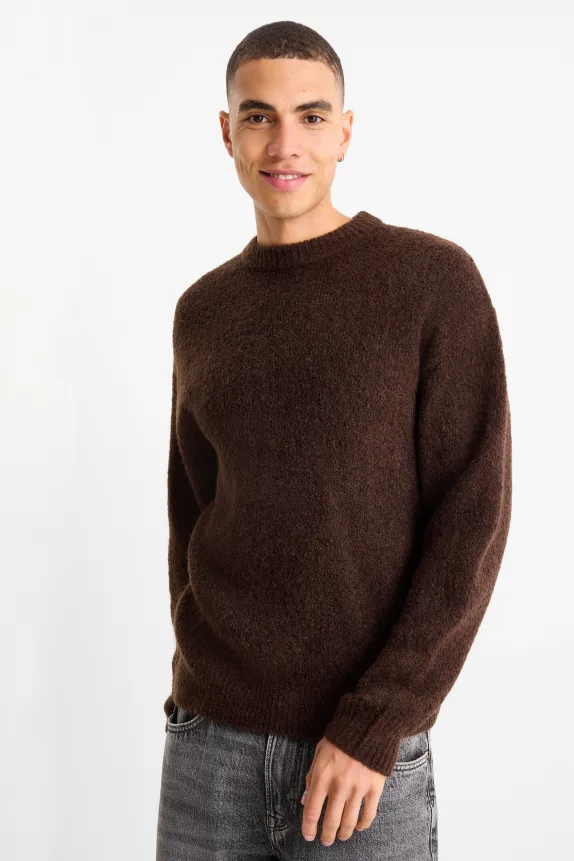 BouclÃ© jumper dark brown