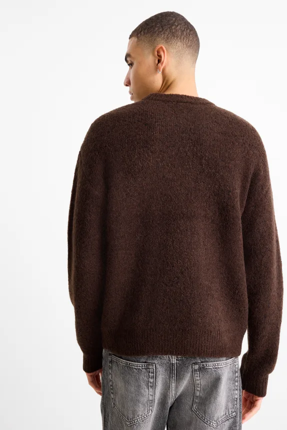 BouclÃ© jumper dark brown