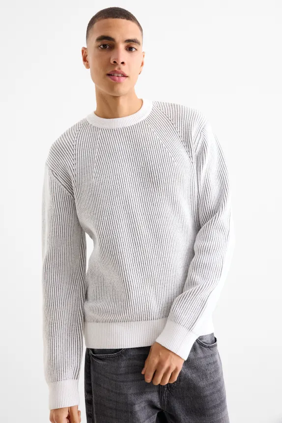 Jumper - ribbed white / gray