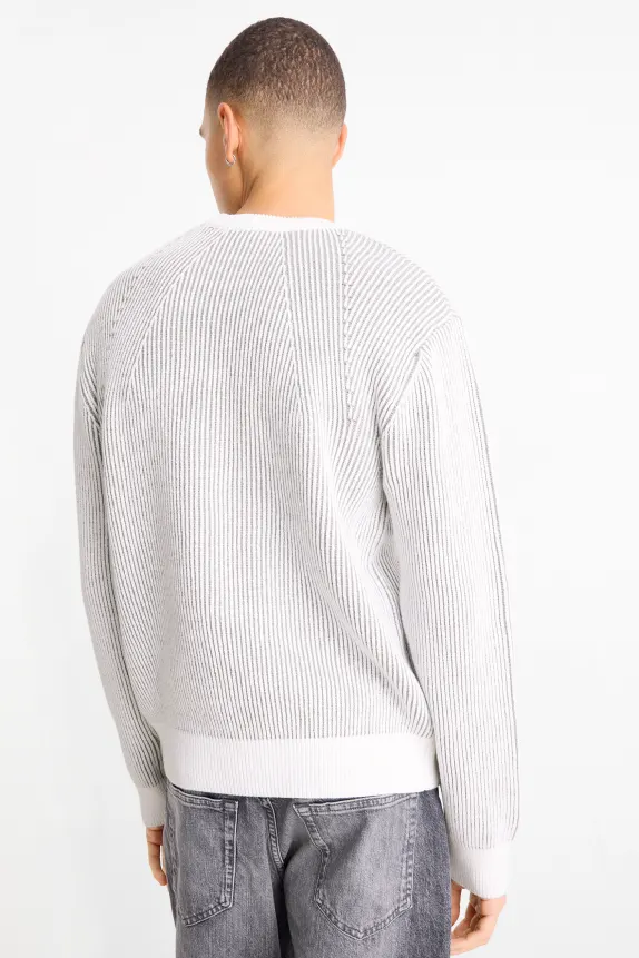 Jumper - ribbed white / gray