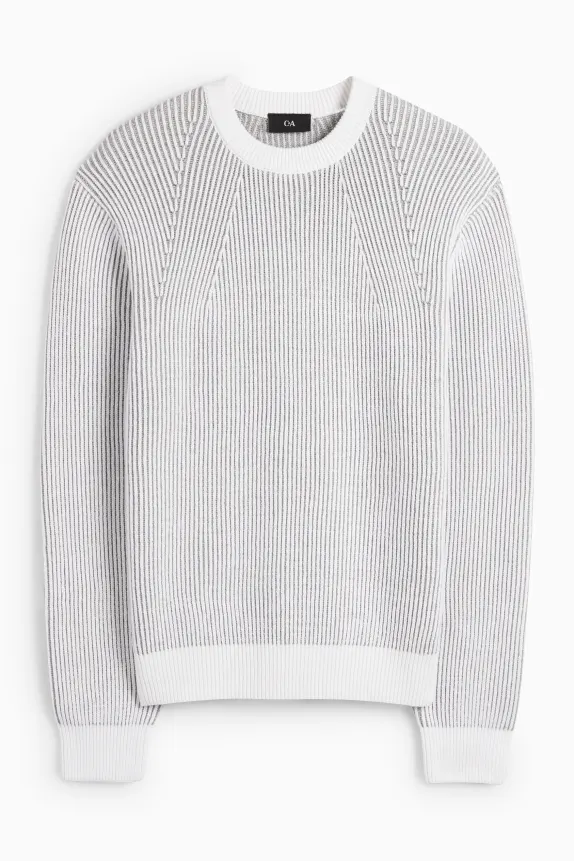 Jumper - ribbed white / gray