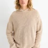 Hooded jumper - ribbed beige