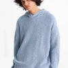 Hooded jumper - ribbed light blue