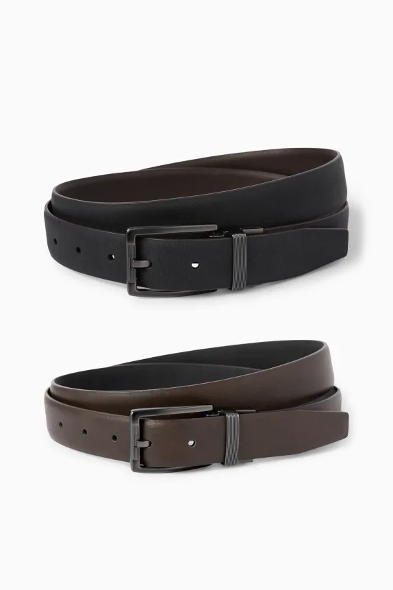 Reversible belt - faux leather dark brown