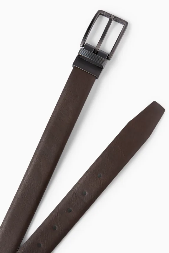 Reversible belt - faux leather dark brown