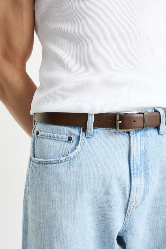 Reversible belt - faux leather dark brown