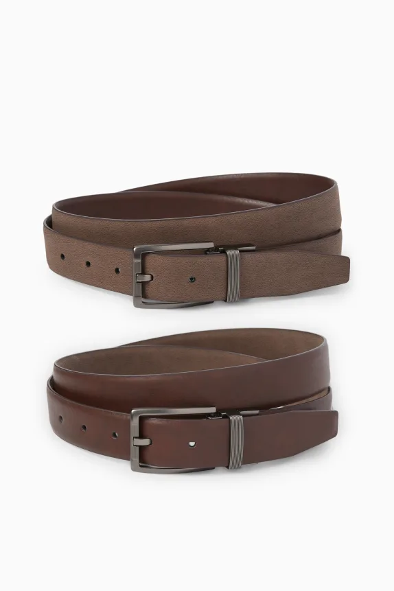 Reversible belt - faux leather dark brown