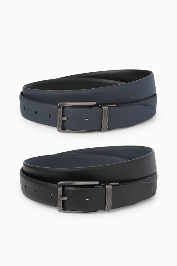 Reversible belt - faux leather dark blue