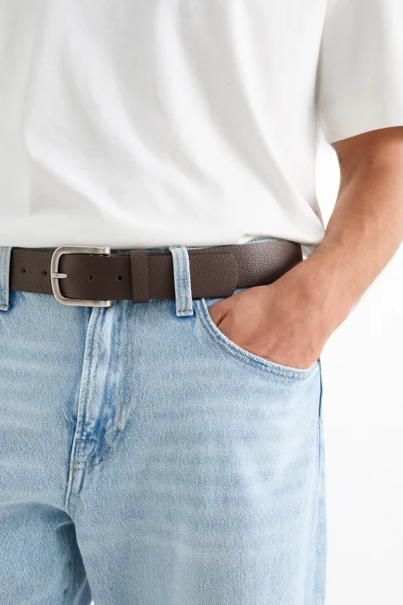 Belt - faux leather dark brown